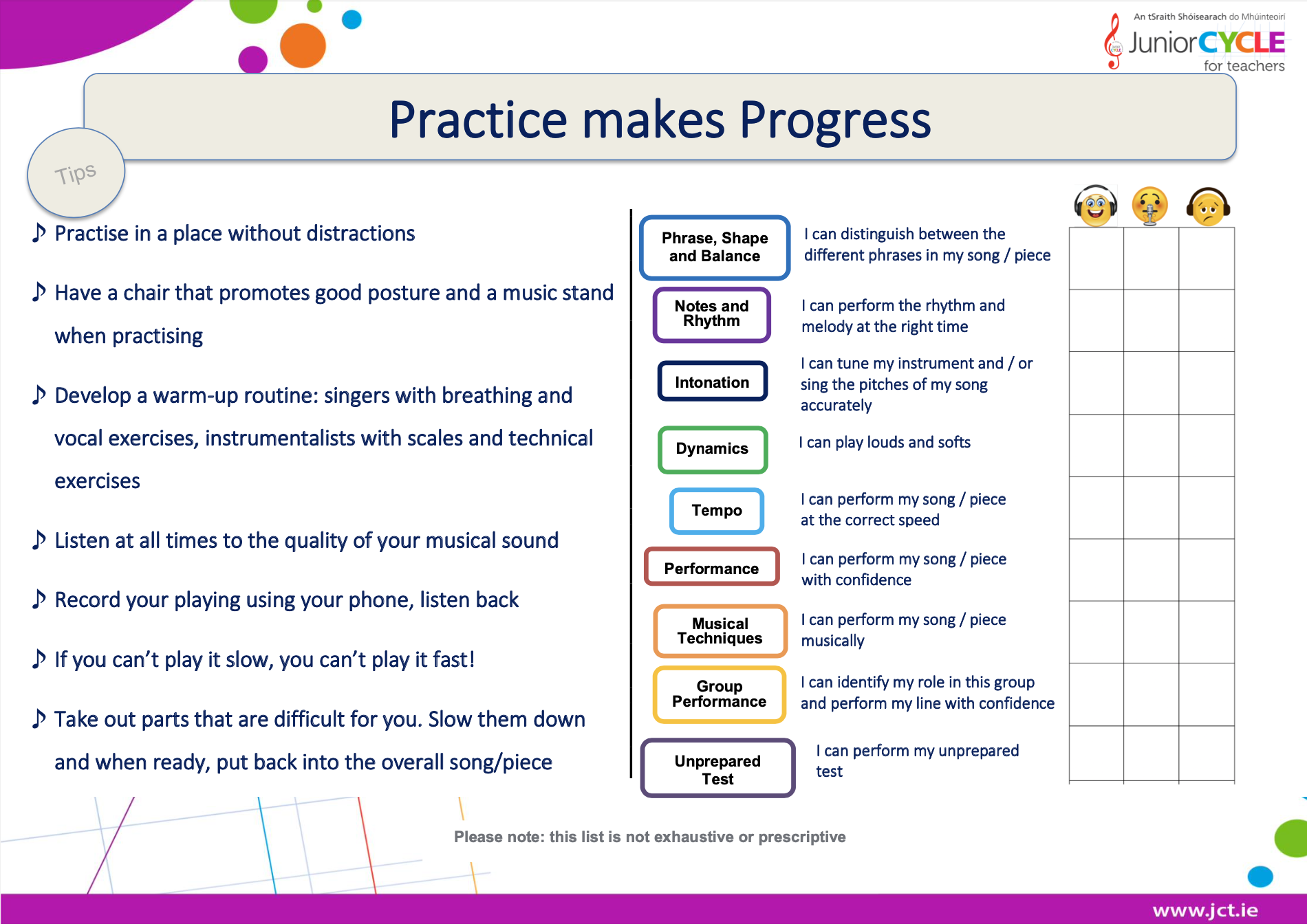 Student Reflective Diary - Practice Makes Progress