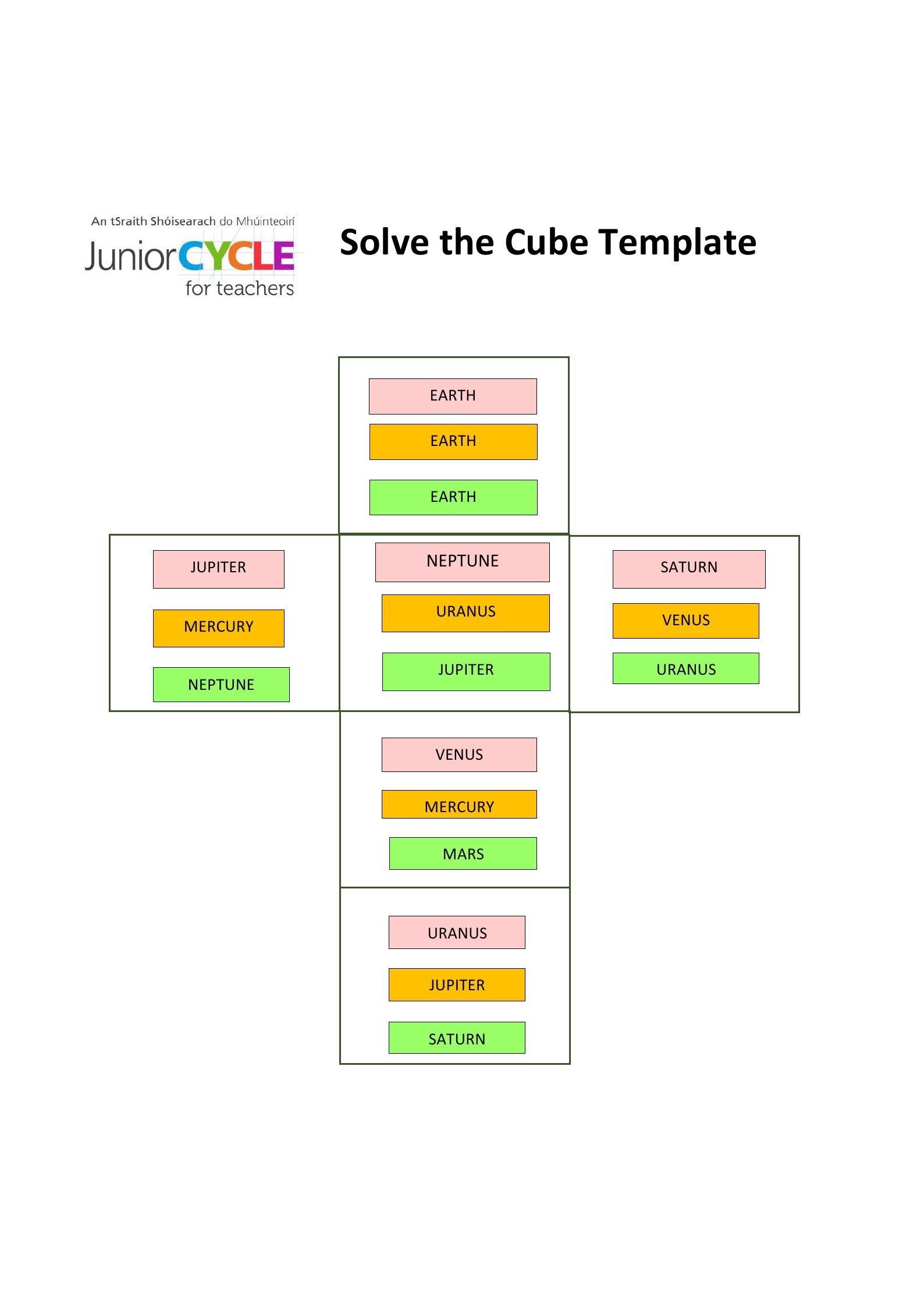 Small Cube Template