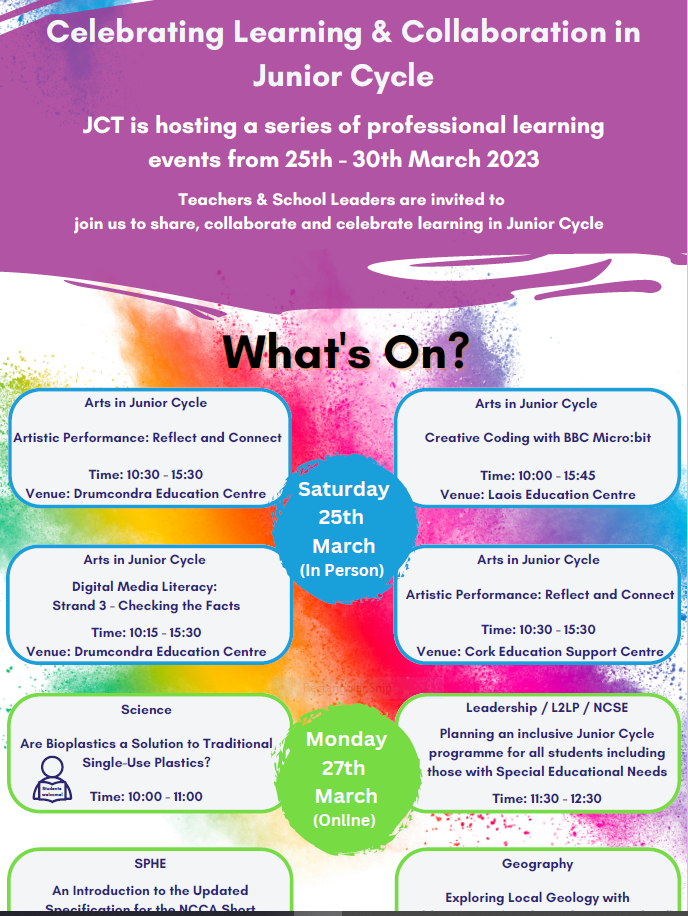 JCT Spring 2023 Festival of Professional Learning Poster