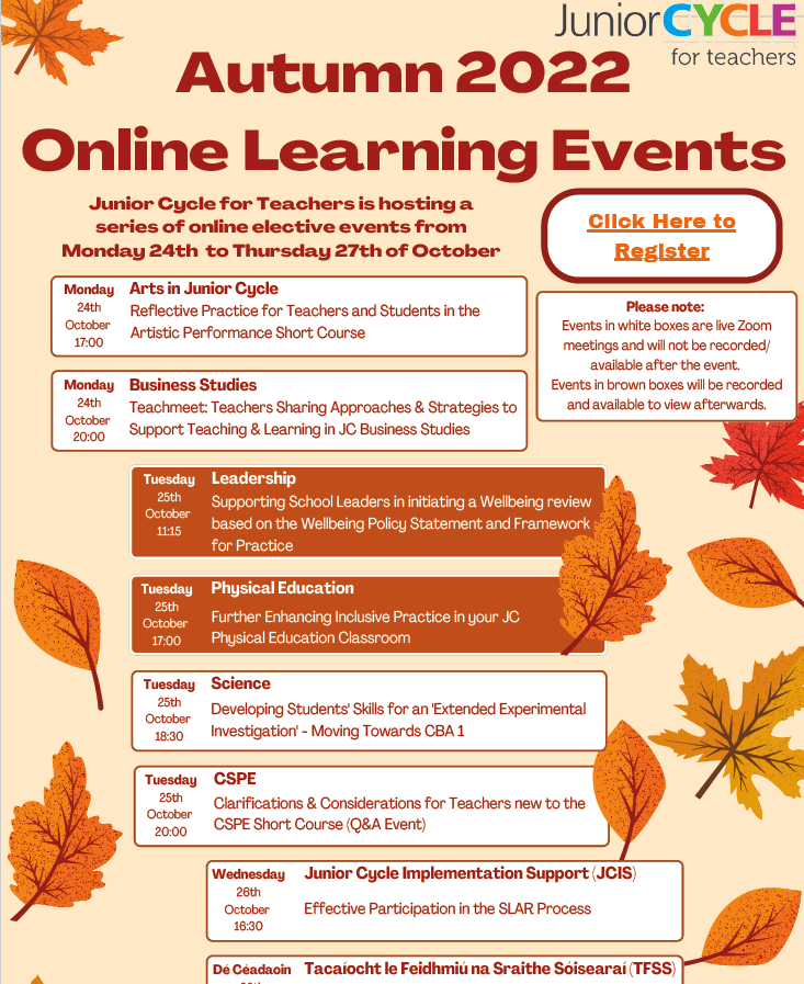Autumn Online Learning Events Poster
