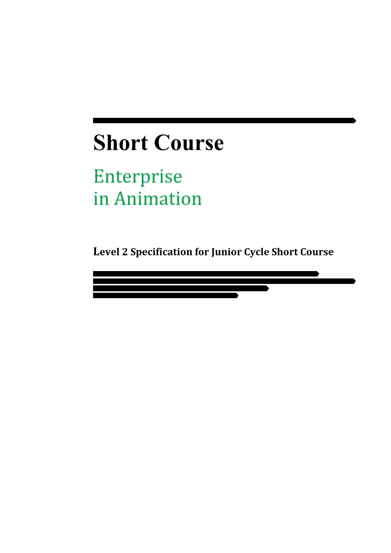 Enterprise in Animation Short Course