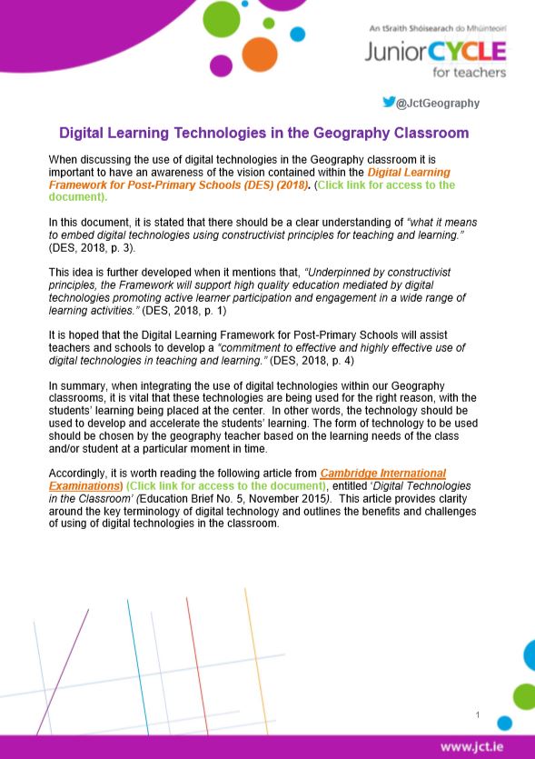 Digital Learning Technologies in the Classroom