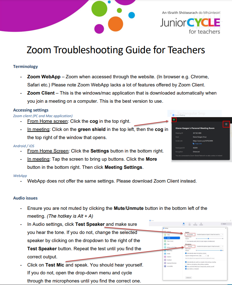 Zoom Trouble Shooting Guide For Teachers