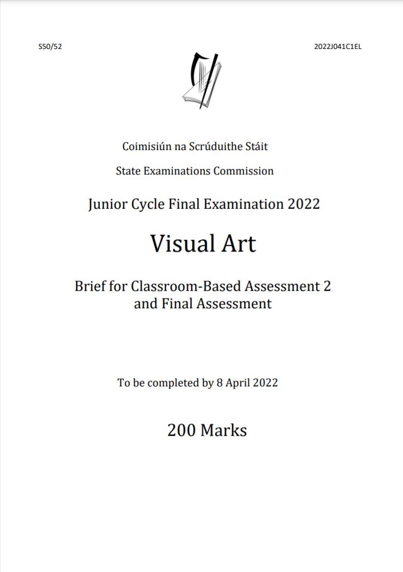 Brief for Classroom-Based Assessment 2 and the state-certified Final Assessment for JC Visual Art 2022