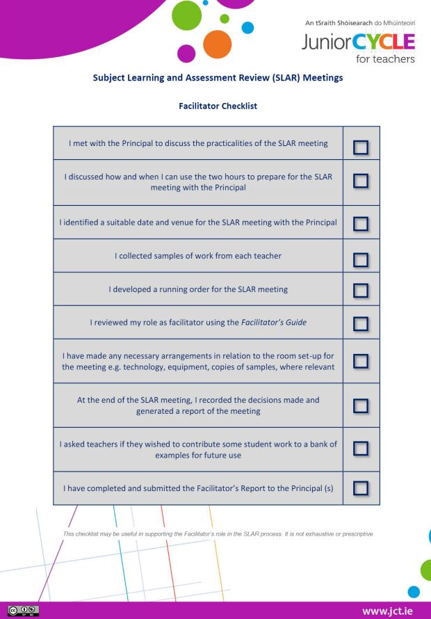 SLAR Facilitator Checklist