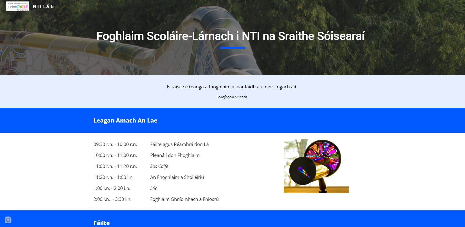 Foghlaim Scoláire-Lárnach i NTI na Sraithe Sóisearaí
