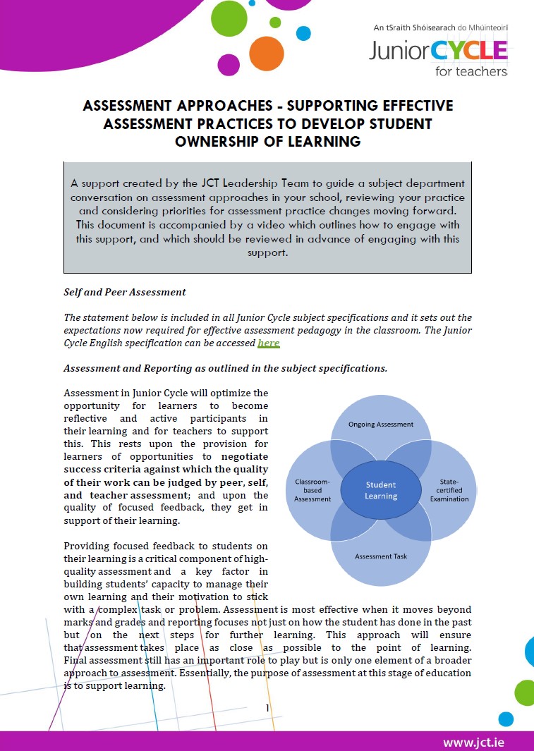 Self and Peer Assessment Resource Booklet