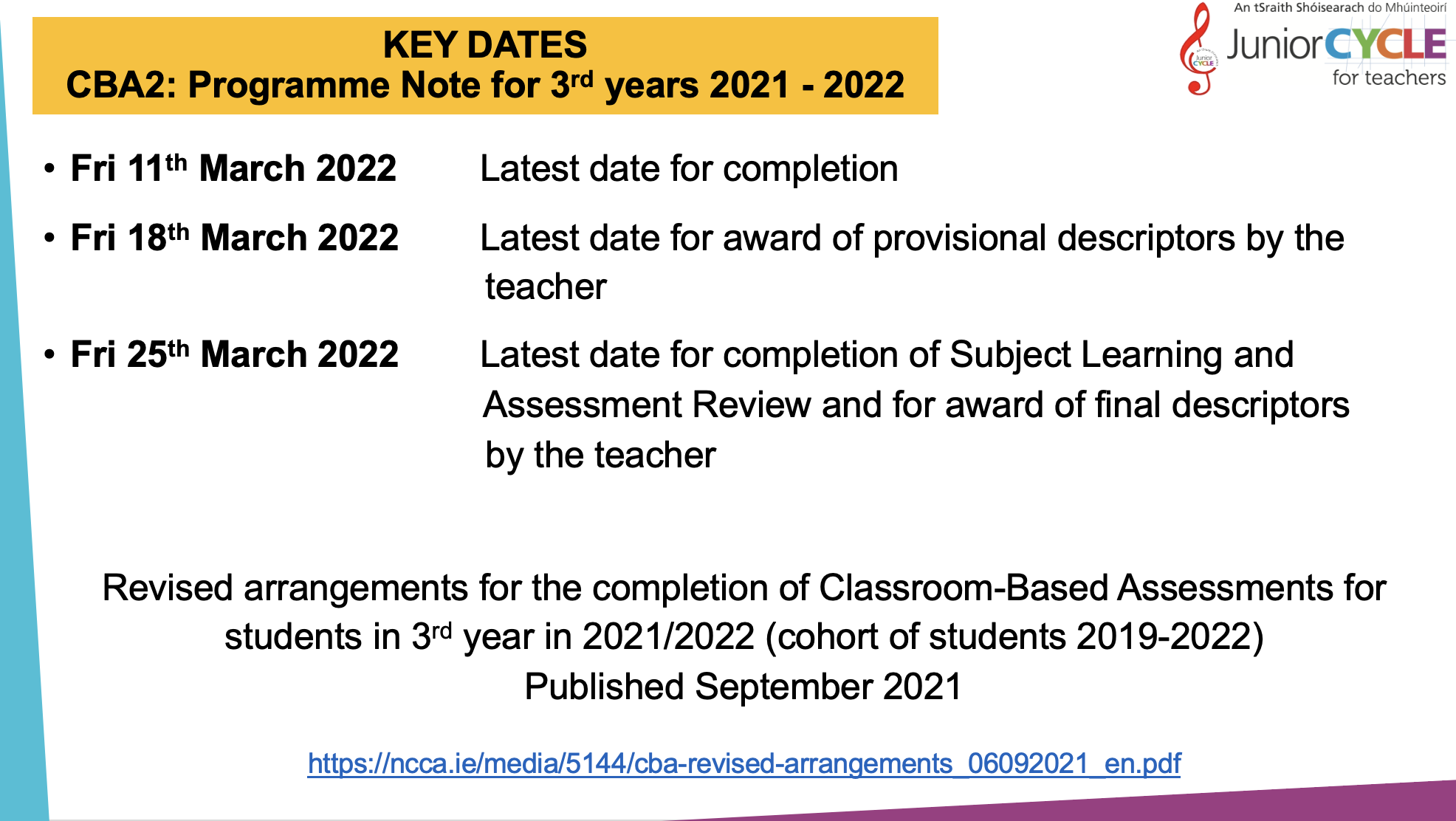 CBA2: Programme Note for 3rd years 2021 - 2022