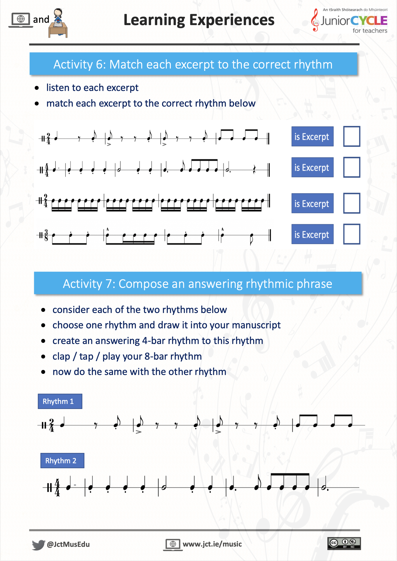 Online Learning Creating Music - Activity 6 & 7 PDF