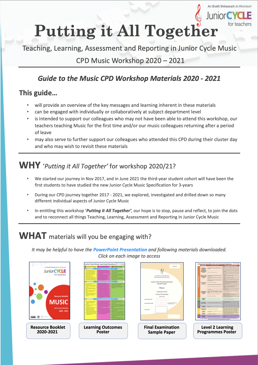 Putting it All Together CPD Music Workshop Materials 2020-2021