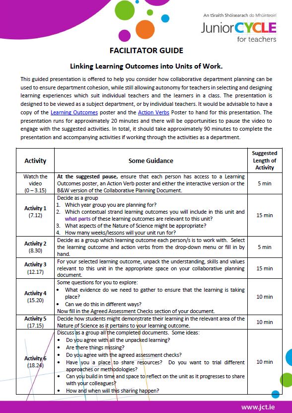 Planning a Unit of Learning Facilitator Guide