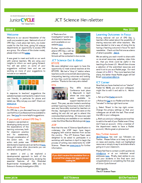 Science | News/Events | Junior Cycle for Teachers (JCT)