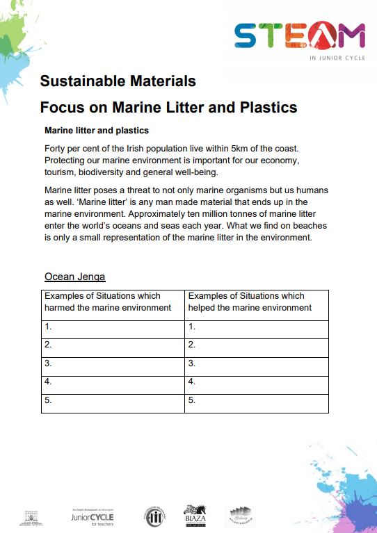 Marine Litter Worksheet