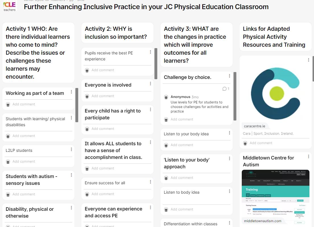 Padlet - Further Enhancing Inclusive Practice